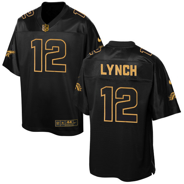 Nike Broncos 12 Paxton Lynch Pro Line Black Gold Collection Elite Jersey
