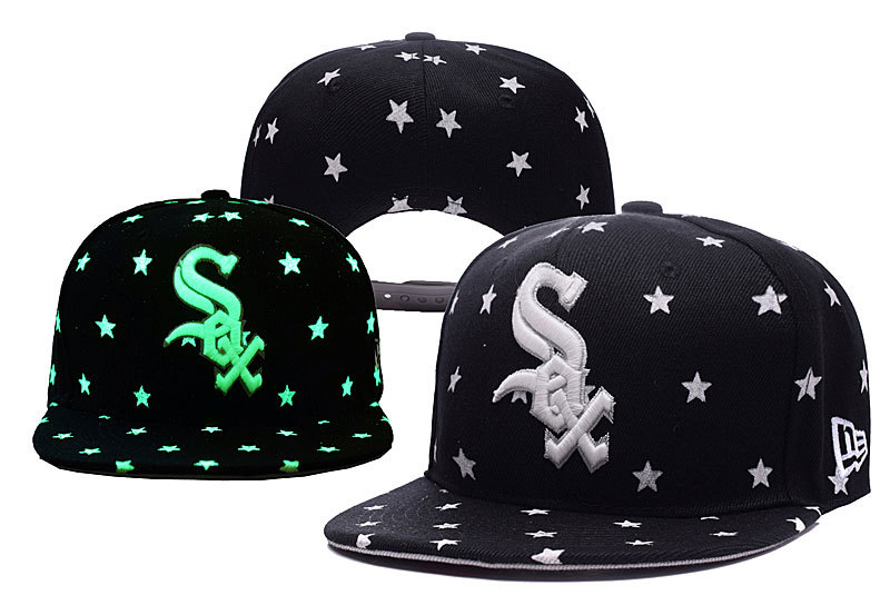 White Sox Team Logo Black Adjustable Luminous Hat YD