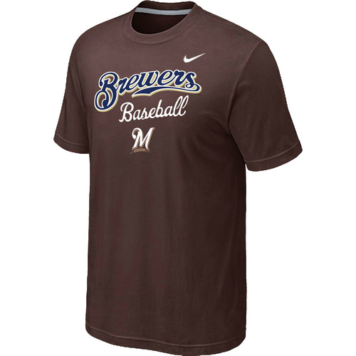 Nike MLB Milwaukee Brewers 2014 Home Practice T-Shirt Brown