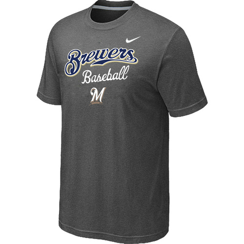 Nike MLB Milwaukee Brewers 2014 Home Practice T-Shirt D.Grey