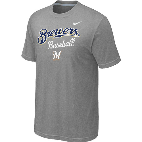 Nike MLB Milwaukee Brewers 2014 Home Practice T-Shirt Lt.Grey