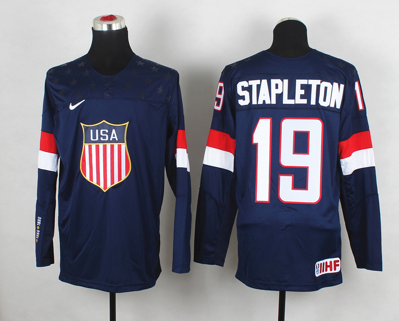 USA 19 Stapleton Blue 2014 Olympics Jerseys