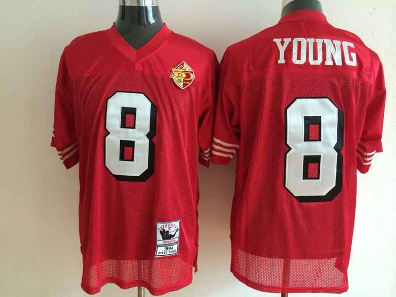 49ers 8 Young Red Mitchell&Ness Jerseys