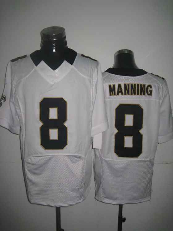 Nike Saints 8 Manning White Elite Jerseys