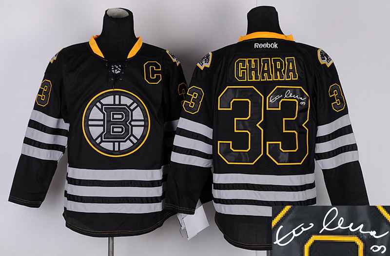 Bruins 33 Chara Black Ice Signature Edition Jerseys