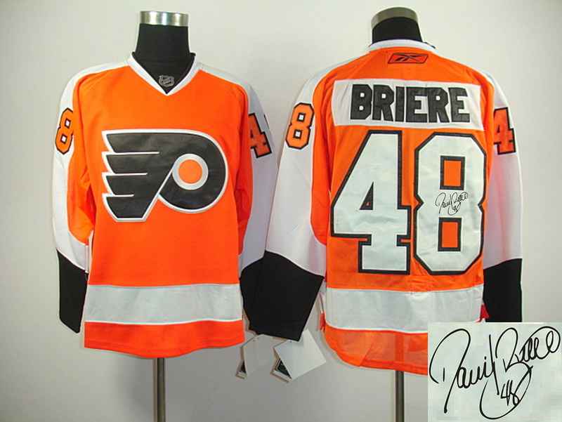 Flyers 48 Briere Orange Signature Edition Jerseys