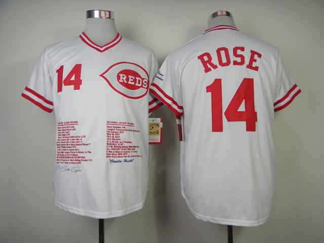 Reds 14 Rose White Achievement Records Jerseys