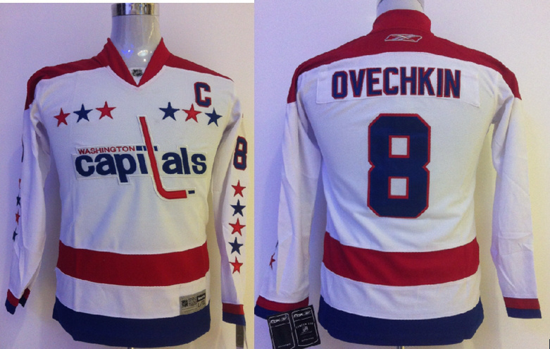 Capitals 8 Ovechkin White Youth Jersey