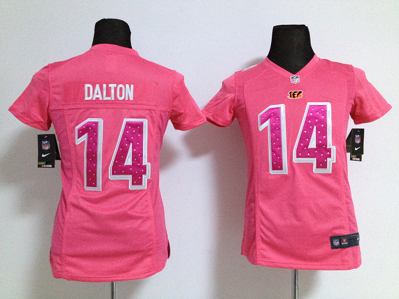 Nike Bengals 14 Dalton Pink Women Jerseys