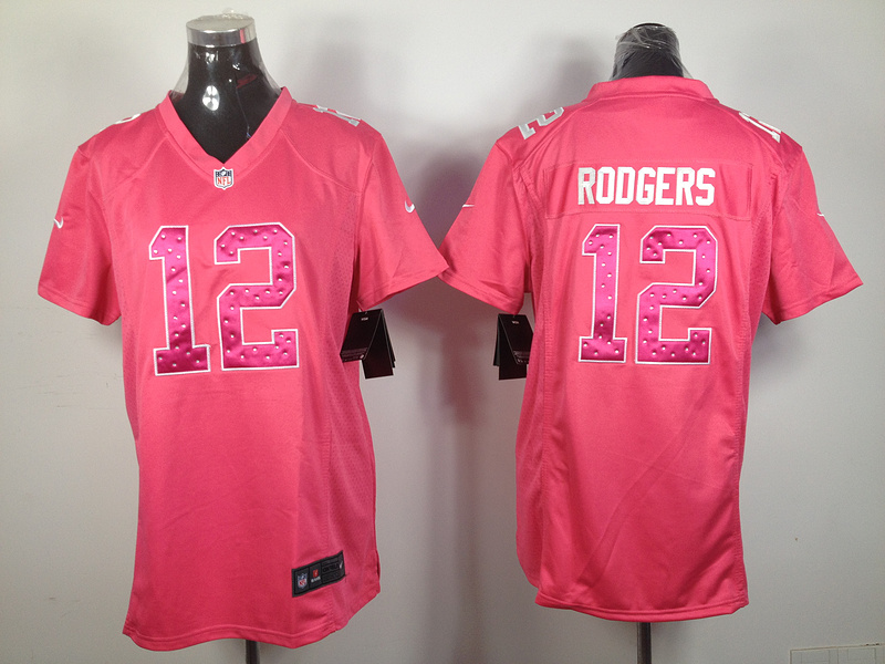 Nike Packers 12 Rodgers Pink Women Jerseys