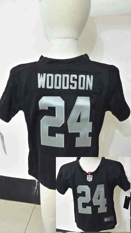 Nike Raiders 24 Woodson Black Toddler Game Jerseys