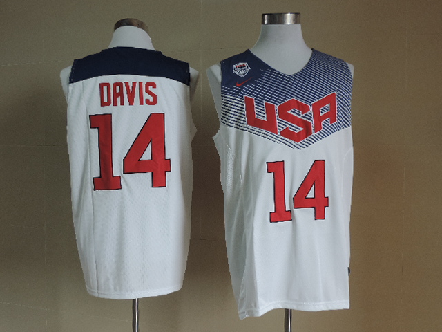 USA Basketball 2014 Dream Team 14 Davis White Jerseys