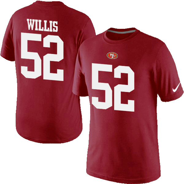 Nike 49ers 52 Willis Red Fashion T Shirts2