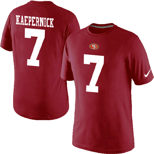 Nike 49ers 7 Kaepernick Red Fashion T Shirts