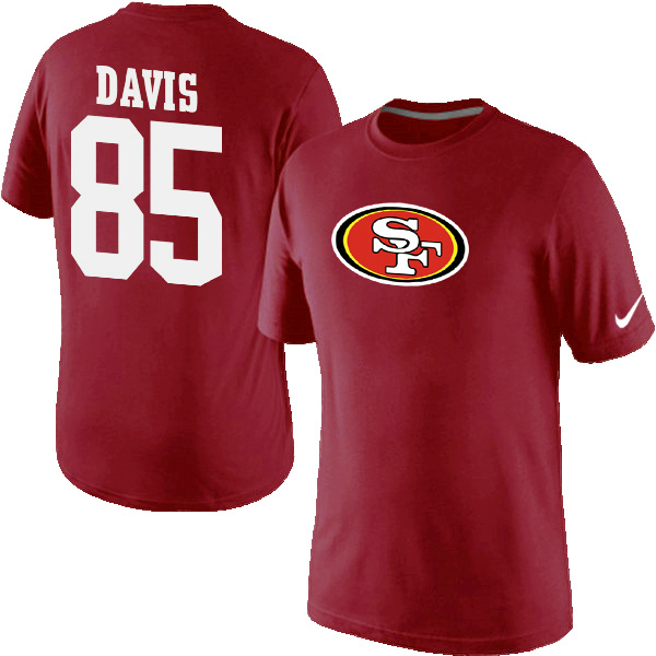 Nike 49ers 85 Davis Red Fashion T Shirt