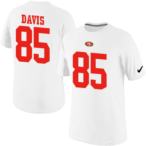 Nike 49ers 85 Davis White Fashion T Shirts2