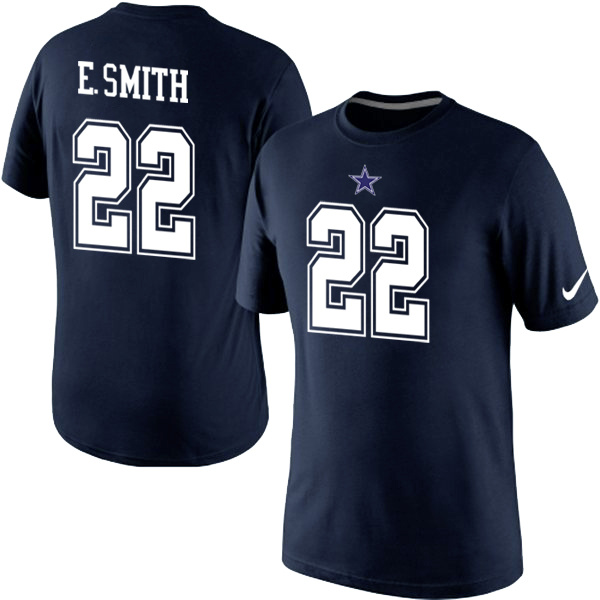 Nike Cowboys 22 E.Smith Blue Fashion T Shirt