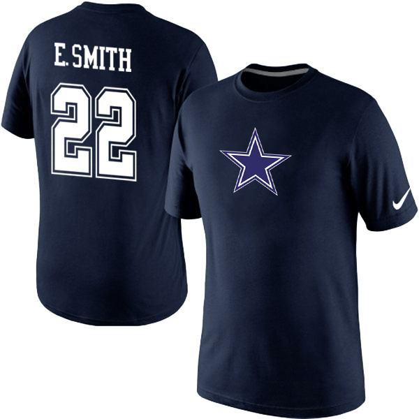 Nike Cowboys 22 E.Smith Blue Fashion T Shirt2