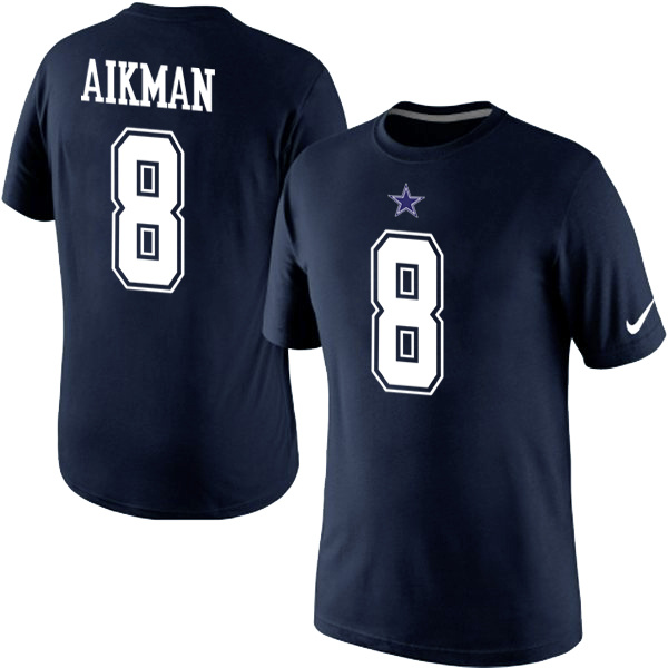 Nike Cowboys 8 Aikman Blue Fashion T Shirt2