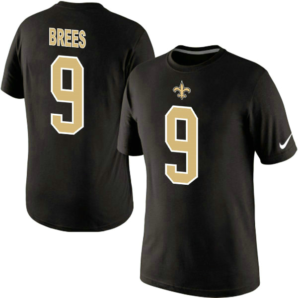 Nike Saints 9 Brees Black Fashion T Shirts2