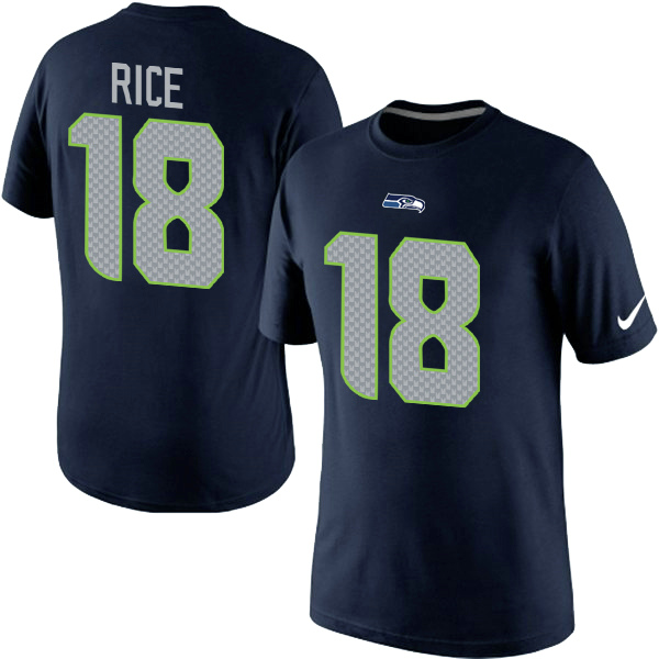 Nike Seahawks 18 Rice Blue Fashion T Shirt2