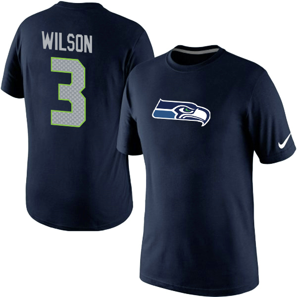Nike Seahawks 3 Wilson Blue Fashion T Shirt