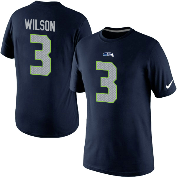 Nike Seahawks 3 Wilson Blue Fashion T Shirt2