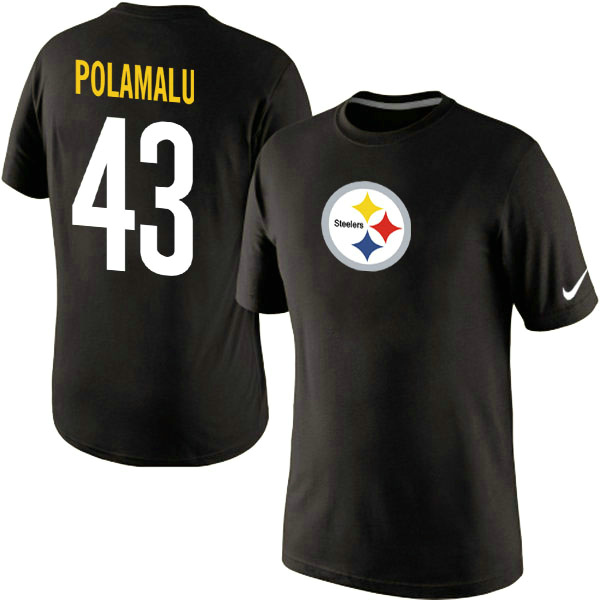 Nike Steelers 43 Polamalu Black Fashion T Shirt