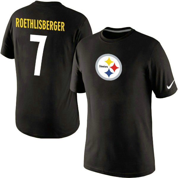 Nike Steelers 7 Roethlisberger Black Fashion T Shirt