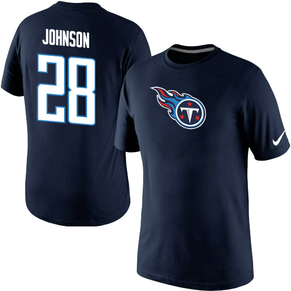 Nike Titans 28 Johnson Blue T Shirt