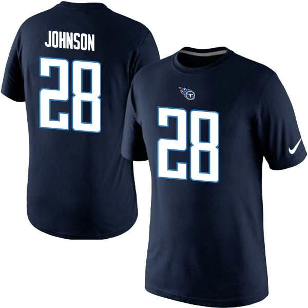 Nike Titans 28 Johnson Blue T Shirt2