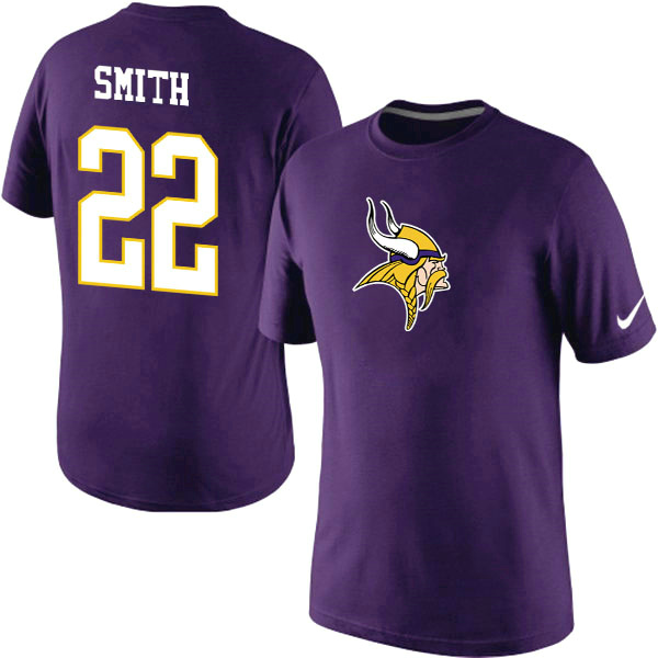 Nike Vikings 22 Smith Purple Fashion T Shirt