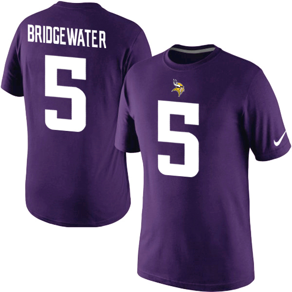 Nike Vikings 5 Bridgewater Purple Fashion T Shirt2