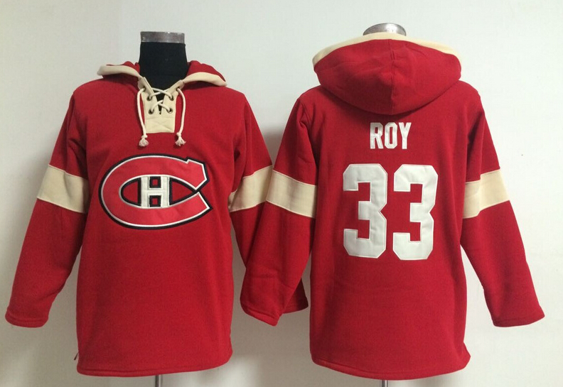 Canadiens 33 Roy Red Hooded Jerseys