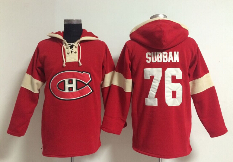 Canadiens 76 Subban Red Hooded Jerseys
