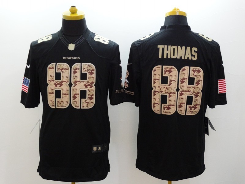 Nike Broncos 88 Thomas Black Salute To Service Limited Jerseys