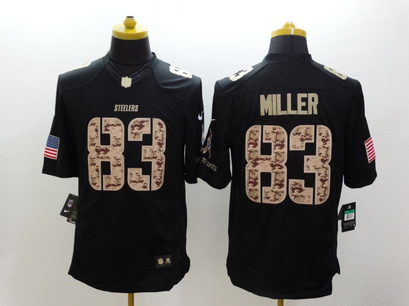 Nike Steelers 83 Miller Black Salute To Service Limited Jerseys