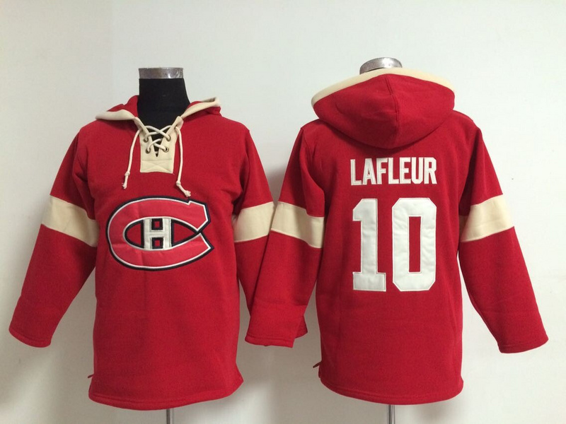 Canadiens 10 Guy Lafleur Red All Stitched Hooded Sweatshirt