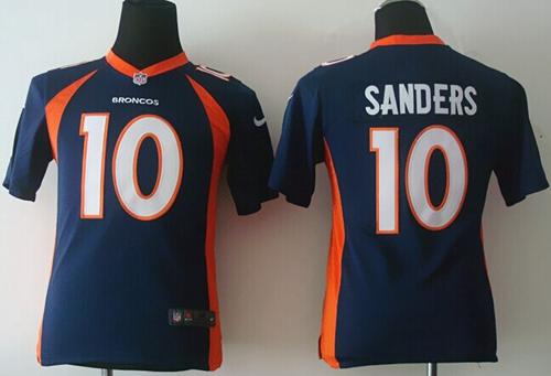 Nike Broncos 10 Sanders Blue Youth Game Jersey