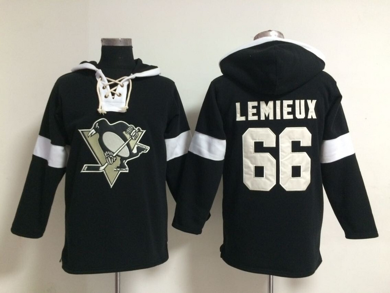 Penguins 66 Mario Lemieux Black All Stitched Hooded Sweatshirt