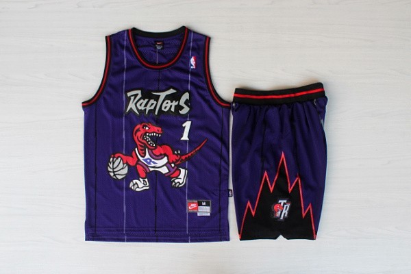 Raptors 1 McGrady Purple Hardwood Classics Jerseys(With Shorts)