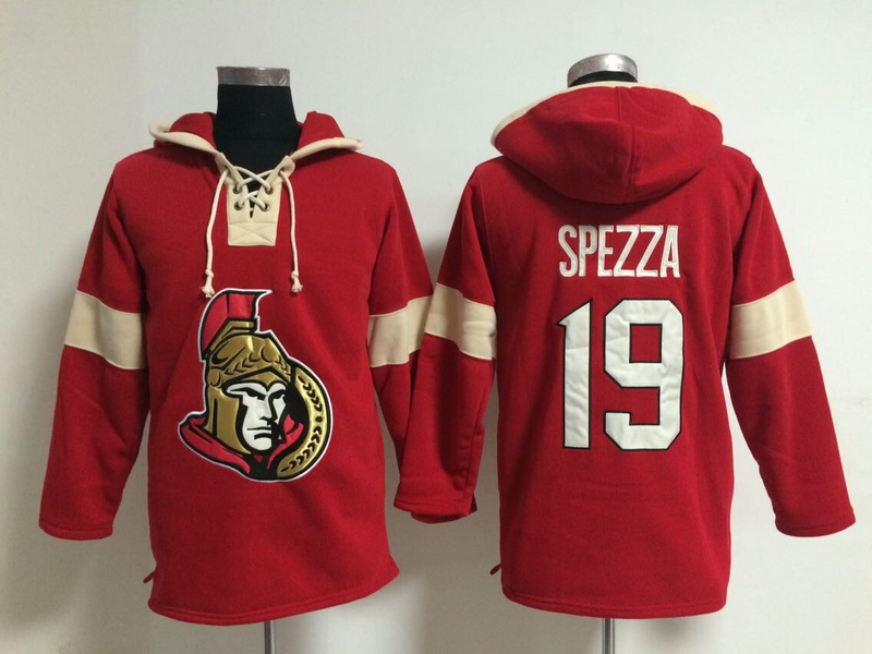 Senators 19 Jason Spezza Red All Stitched Hooded Sweatshirt