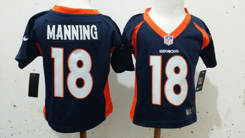 Nike Broncos 18 Manning Blue Toddler Game Jerseys