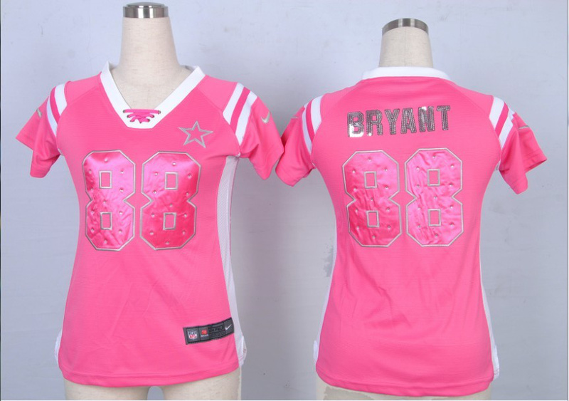Nike Cowboys 88 Bryant Pink Sequin Lettering Women Jerseys