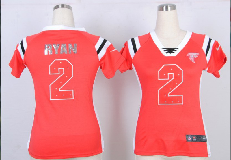 Nike Falcons 2 Ryan Red Sequin Lettering Women Jerseys