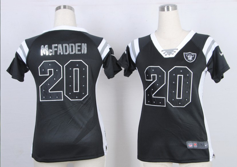 Nike Raiders 20 McFadden Black Sequin Lettering Women Jerseys