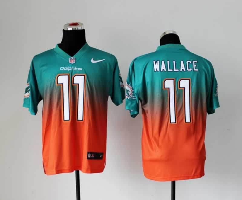 Nike Dolphins 11 Wallace Green And Orange Drift II Elite Jerseys
