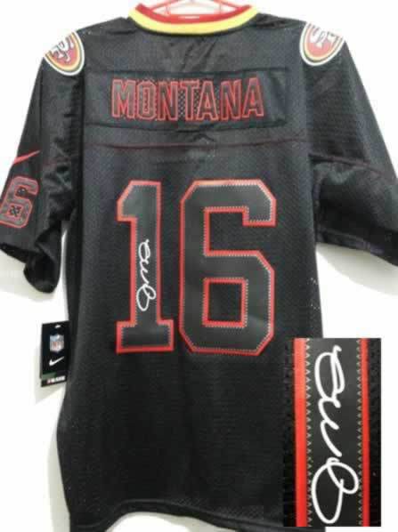 Nike 49ers 16 Montana Lights Out Black Signature Edition Elite Jerseys