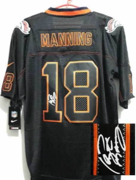 Nike Broncos 18 Manning Lights Out Black Signature Edition Elite Jerseys