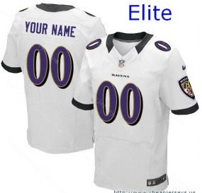 Nike Baltimore Ravens white Customized Elite Jerseys